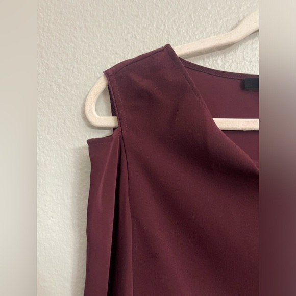 All Saints Lia Cold Shoulder Burgundy Blouse - Picture 5 of 7